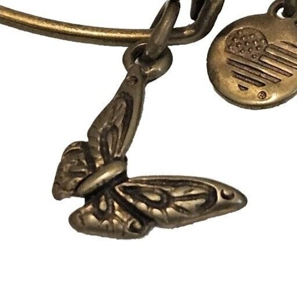 Alex & Ani Gold Tone Adjustable Butterfly Charm Bracelet - Picture 2 of 3
